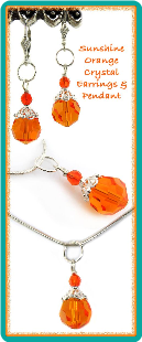 Sunshine Orange Crystal Earrings & Pendant