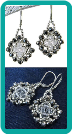 Silver and Clear Crystal Medallion Earrings