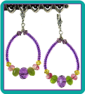 Purple Glow Beaded Hoop Earrings