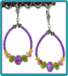 Purple Glow Beaded Hoop Earrings