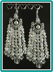 Draping White Crystal & Pearl Chandelier Earrings