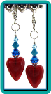 Red Opal Hearts & Turquoise Crystals Earrings