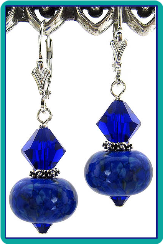 Cobalt Lampwork and Crystal Earrings