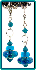 Hawaiian Blue Lampwork & Crystal Earrings
