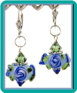 Blue Roses Handmade Lampwork Earrings