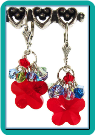 Siam Red Daisy Crystal Earrings