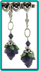 Purple Rose Lampwork Earrings