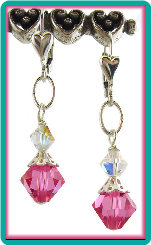 October Birthstone Earrings<br>Rose Pink Zircon