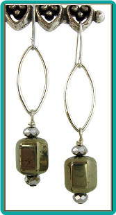 Golden Pyrite and Crystal Marquis Earrings