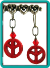 Red Peace Sign Earrings