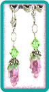 Pink Rosebud and Peridot Crystal Earrings