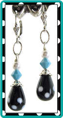 Black and White Dotted Teardrop Earrings