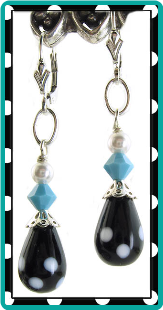 Black and White Dotted Teardrop Earrings