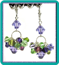 Purple and Green Crystal Basket Earrings