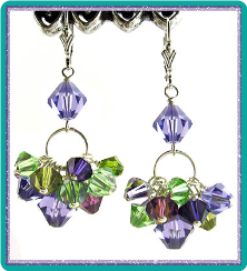 Purple and Green Crystal Basket Earrings