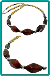 Men's Red Tiger Eye and Mother of Pearl Handmade Necklace