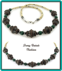 Fancy Barrels, Green Mountain Jade, and Riverstone Men's Bead Necklace