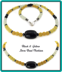 Black & Yellow Men's Stone Bead Necklace