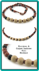 Riverstone and Copper Sandstone Men's Handmade Necklace