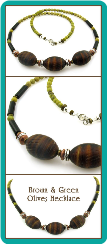 Brown and Green Olives Men's Bead Necklace