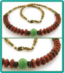 Turquoise, Red Jasper and Picture Jasper Men's or Women's Bead Necklace