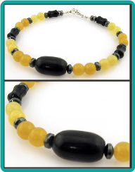 Black and Yellow Men's Stone Bead Bracelet