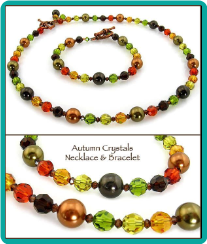 Autumn Crystals & Pearls Necklace & Bracelet