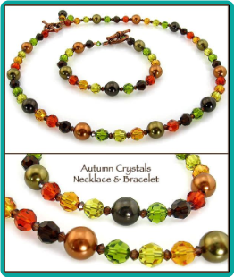 Autumn Crystals & Pearls Necklace & Bracelet