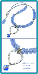 Silver Heart on Blue Necklace