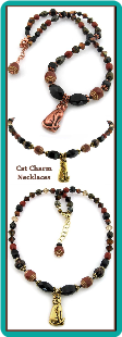 Cat Charm Beaded Handmade Necklace