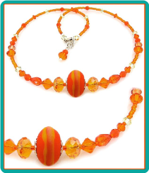 Orange Lampwork and Crystal Necklace