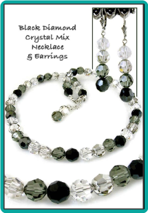 Black Diamond Crystal Mix Necklace & Earrings