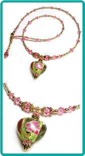 Pink and Gold Fantasy Heart Necklace