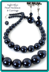 Night Blue Pearl Necklace & Earrings