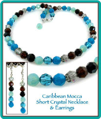 Caribbean Mocha Crystal Necklace and Earrings