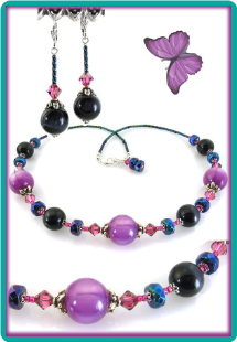 Orchid and Midnight Blue Necklace & Earrings