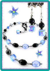 Light Blue, Silver-Gray, and Black Necklace