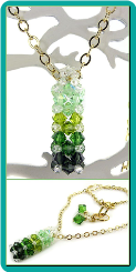 Green Crystal Rectangular Prism Pendant and Necklace