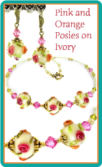 Pink and Orange Posies Necklace & Earring Set