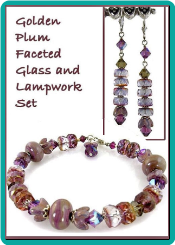 Golden Plum Faceted Glass and Lampwork Set