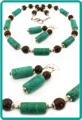 Turquoise and Bronzite Necklace Set