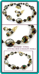 Bronzed Vitrail Crystal and Chocolate Pearl Necklace Set
