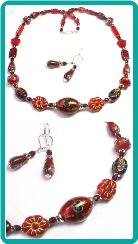 Red Collage Necklace 18"