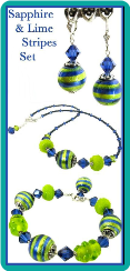 Sapphire and Lime Stripes Necklace Set