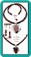 Red Marble Heart Watch Necklace