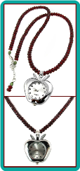 Apple Watch Necklace with Dark Red Faceted Beads