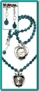 Apple Watch Necklace with Snakeskin Turquoise Beads